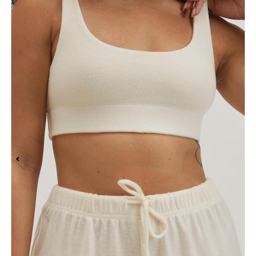 NEW DONNI. sweater bra top in cream